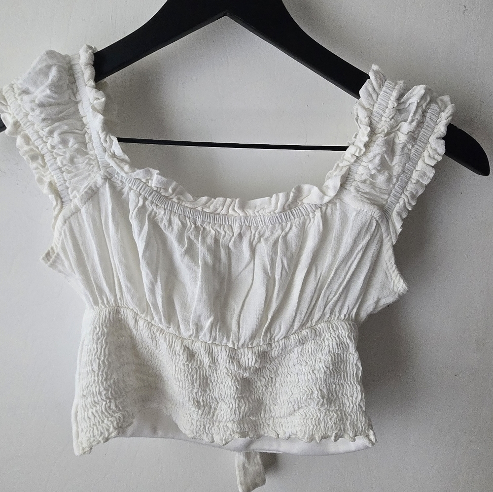 Altar'd State Cream Ruffled Crop Top - Picture 3 of 5
